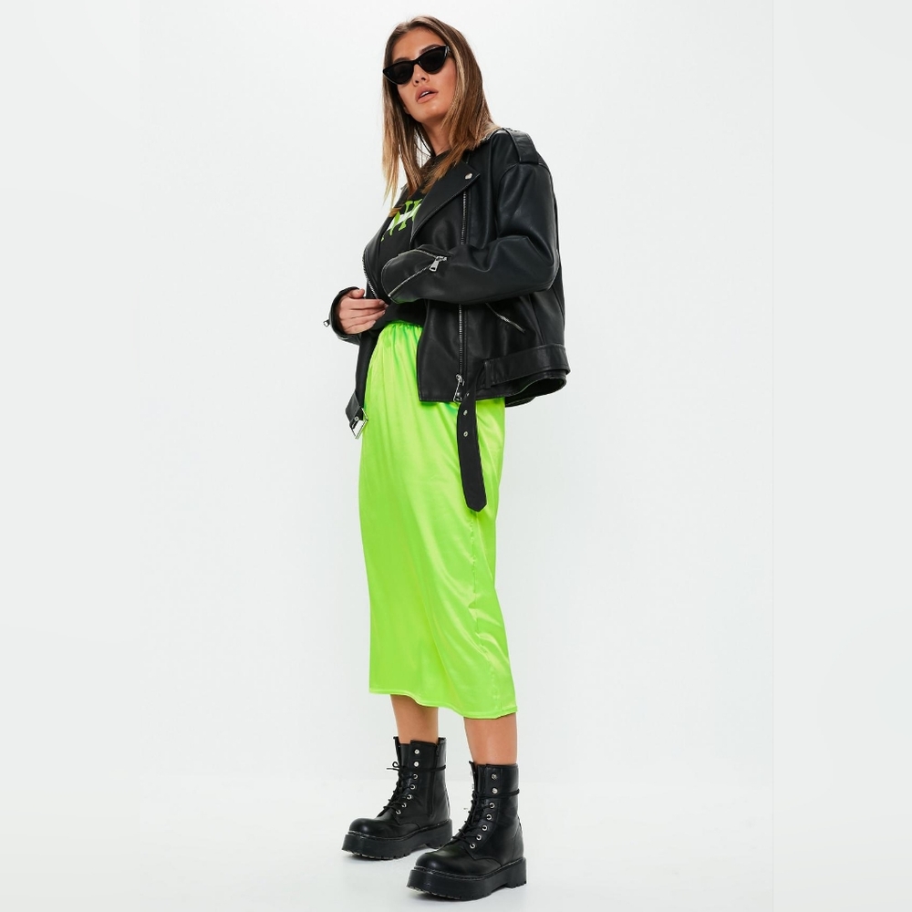 Missguided Bright Green Midi Skirt